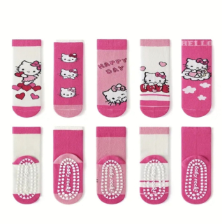 Protiskluzové ponožky SANRIO - HELLO KITTY - SVĚTLE RŮŽOVÉ - HAPPY DAY (3-8 let)
