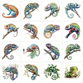 Dětské dočasné tetování - CHAMELEÓN - 16 ks