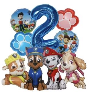 Fóliové balónky - PAW PATROL - TLAPKOVÁ PATROLA - ČÍSLO 2 - 9 ks