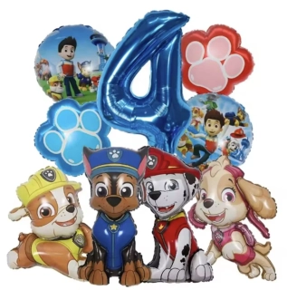 Fóliové balónky - PAW PATROL - TLAPKOVÁ PATROLA - ČÍSLO 4 - 9 ks