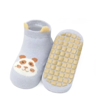 Protiskluzové ponožky s oušky - MODRÉ - PANDA (3-5 let) L