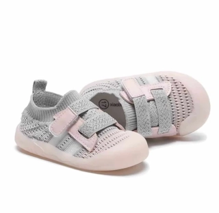 Dětské první botičky "First Steps" s reflexními prvky a anatomickou vložkou - ŠEDORŮŽOVÉ - (18-24m)