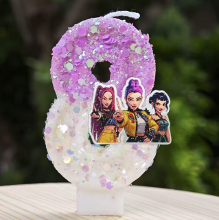 Narozeninová svíčka K-pop s glitry – ČÍSLICE 8