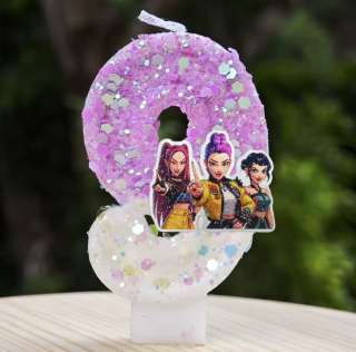 Narozeninová svíčka K-pop s glitry – ČÍSLICE 9