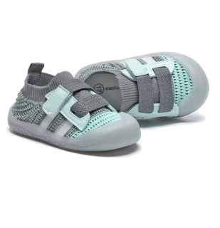 Dětské první botičky "First Steps" s reflexními prvky a anatomickou vložkou - ŠEDOZELENÉ - (18-24m)