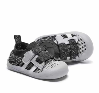 Dětské první botičky "First Steps" s reflexními prvky a anatomickou vložkou - ŠEDOČERNÉ - (18-24m)