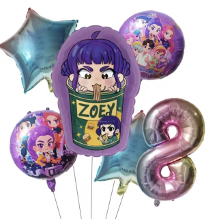 Narozeninový set fóliových balónků KPOP - ZOEY - číslice "8" - 6 ks