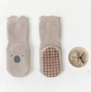 Teplé protiskluzové ponožky - KOALA - SVĚTLE HNĚDÉ - ZIMNÍ (6-12m) S