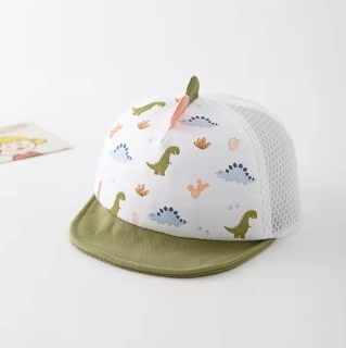 Dětská kšiltovka s dinosaury a hřebínkem - DINO - ZELENÁ (3-12 m)