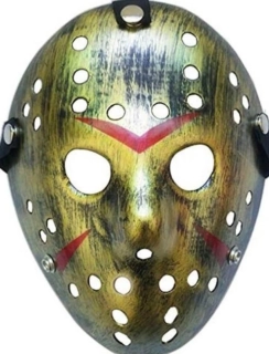 Hororová maska – Pátek 13. / Friday the 13th – Hokejová rekvizitní maska Jason (zlatá)